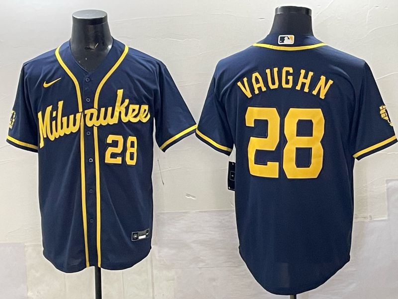 Men Milwaukee Brewers #28 Vaughn Drak Blue Nike MLB 2025 Jersey 06